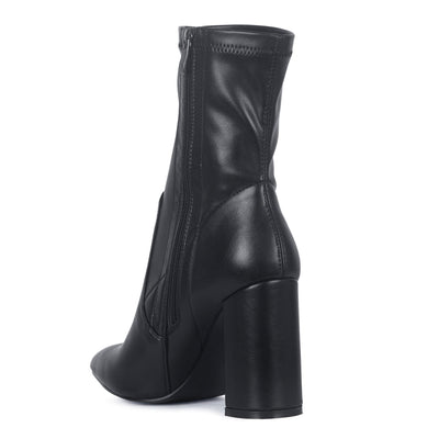 High Block Heeled Boots in Black