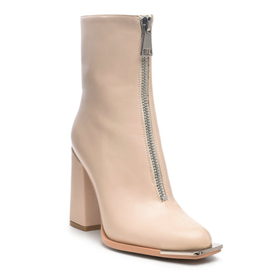 Square Toe Ankle Boots in Beige