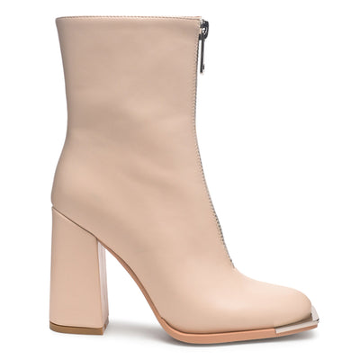 Square Toe Ankle Boot in Beige - Beige