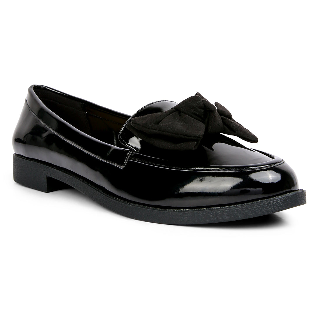 Black Bow berry Bow-Tie Patent Loafers