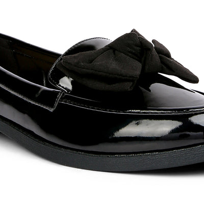 Black Bow berry Bow-Tie Patent Loafers