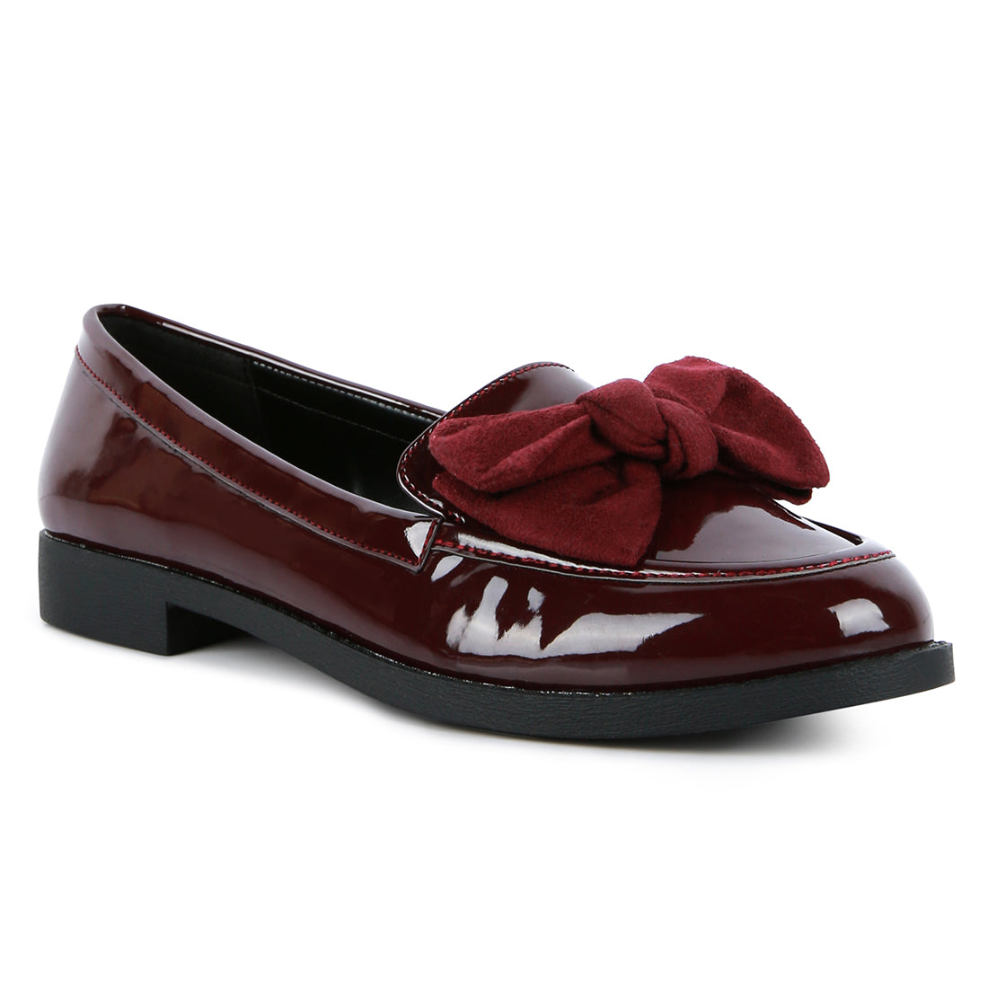 Burgundy Bow berry Bow-Tie Patent Loafers