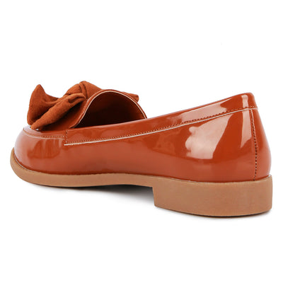Tan Bow berry Bow-Tie Patent Loafers