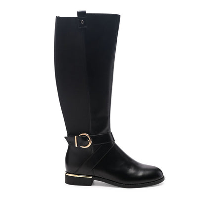 Beat Chill Knee High Leather Boot in Black - UK5