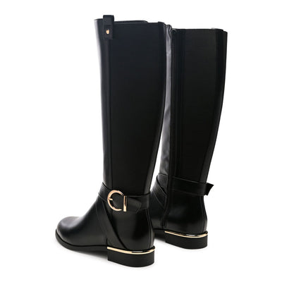 Beat Chill Knee High Leather Boot in Black - UK4