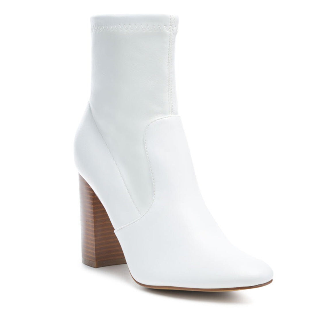 Block Heeled Ankle Boot in White - UK3