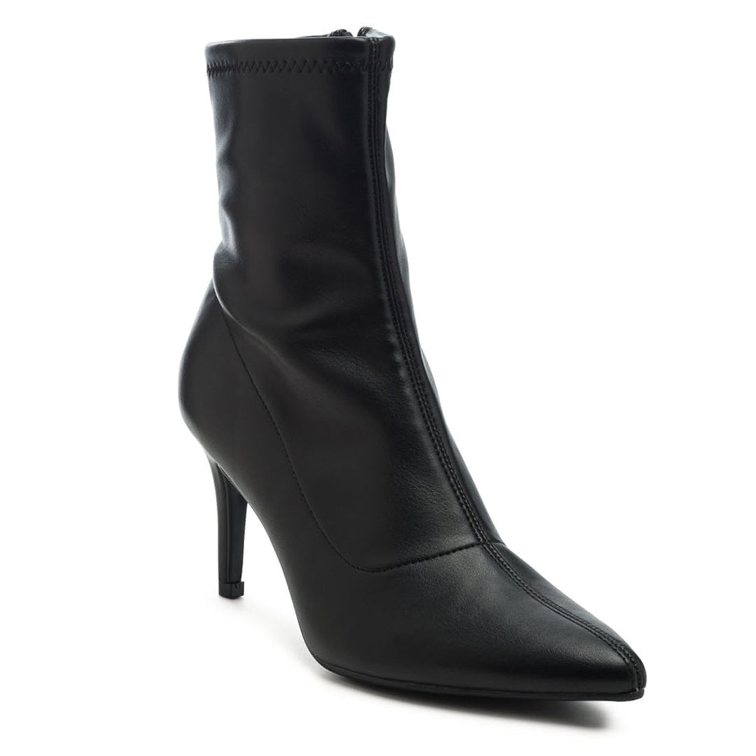 Mid Heel Stiletto Ankle Boot in Black - UK3