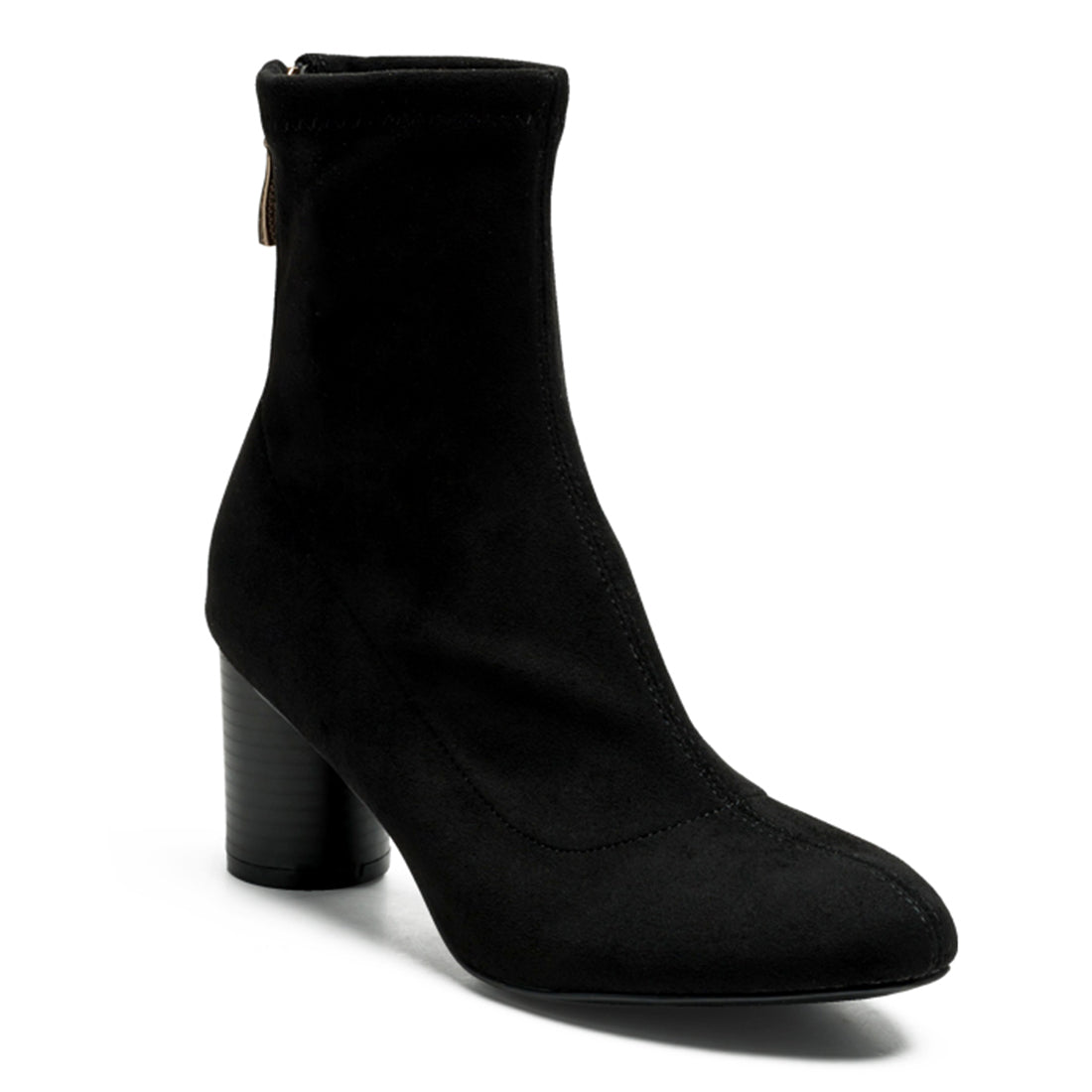 Micro Suede Warmer Ankle Boots In Black - Black