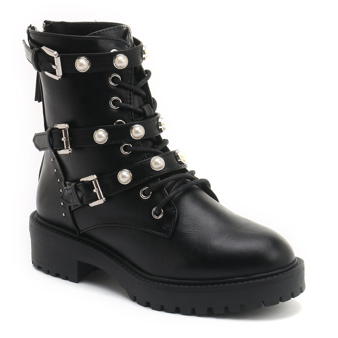 Pearl studded biker shops boots