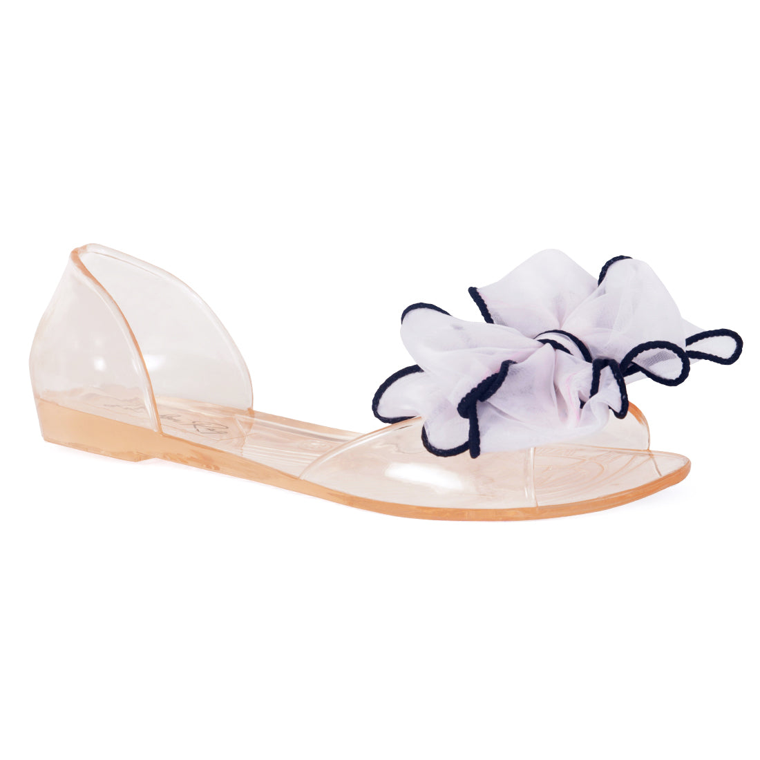 Bow on Top Jelly Flats in Beige - Beige