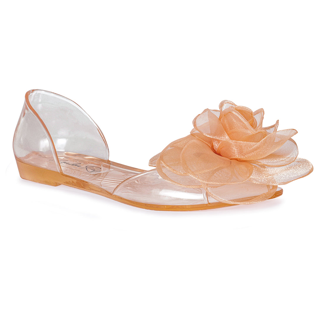 Transparent Flower Jelly Flats in Coral