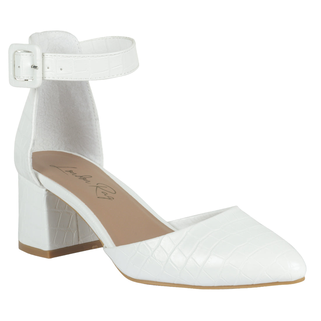 White Block Heeled Sandals - White