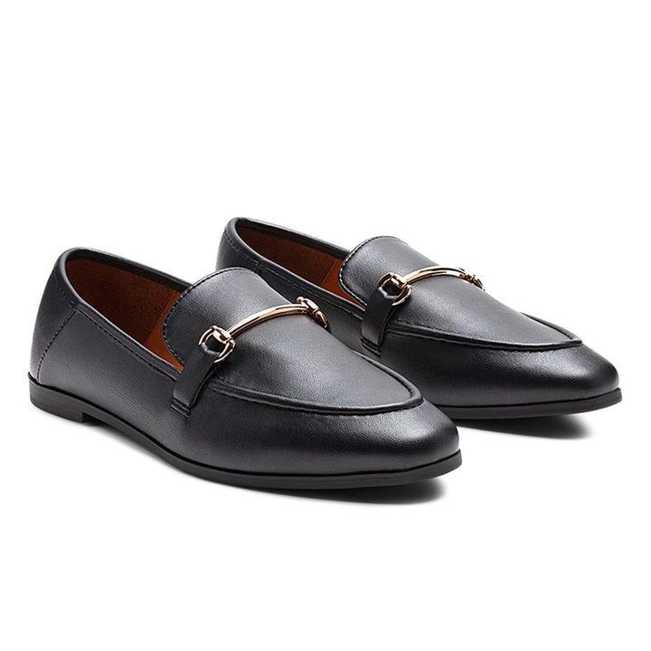 Foldable Synthetic Loafer in Black - Black