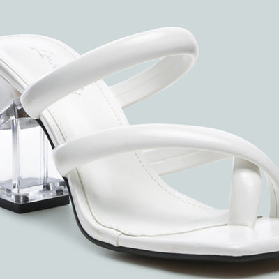 Transparent Heel Toe Ring Slides in White