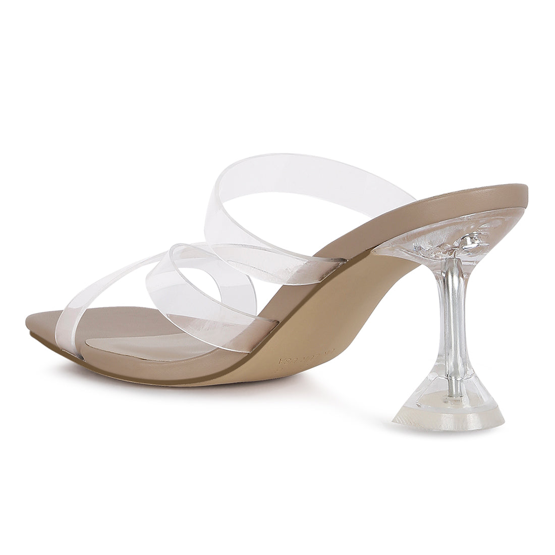 clear spool heeled sandal#color_camel