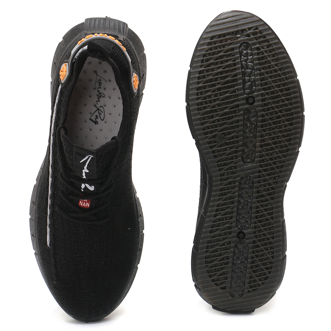 Men's Black Walking Knitted Sneakers