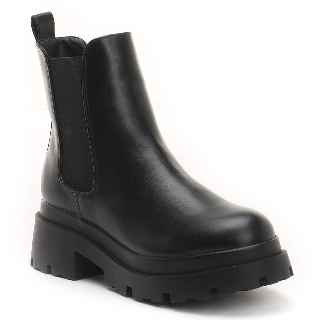 Black Lug Sole Chunky Chelsea Boots