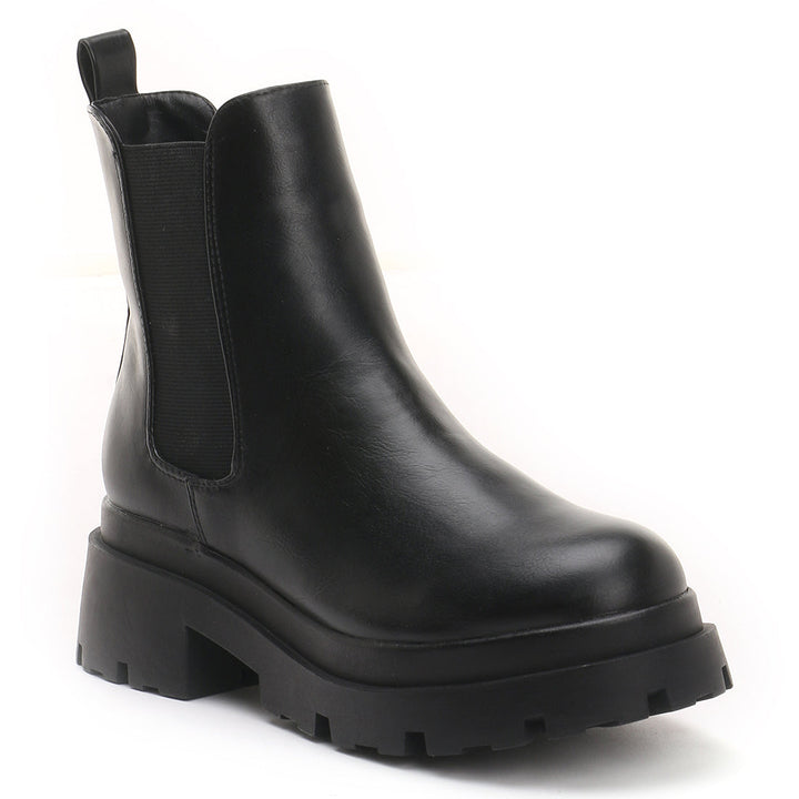 Black Lug Sole Chunky Chelsea Boots