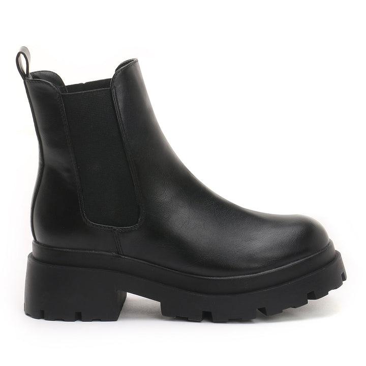 Black Lug Sole Chunky Chelsea Boots