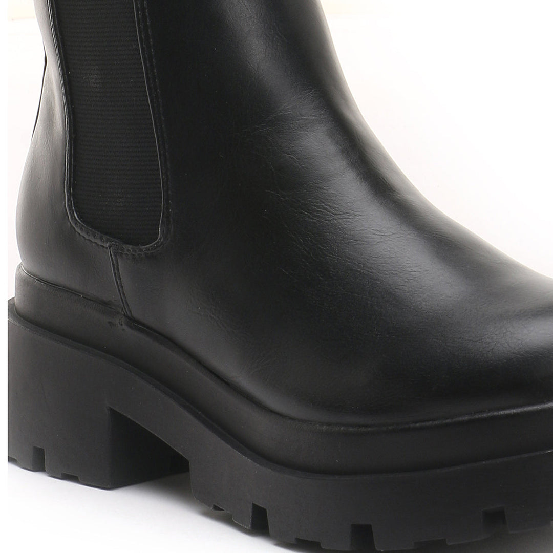 Black Lug Sole Chunky Chelsea Boots