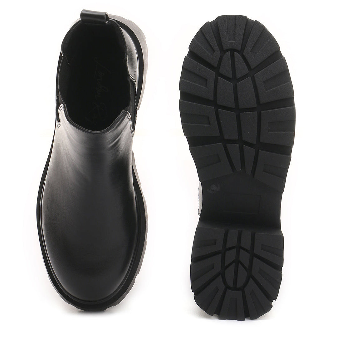 Black Lug Sole Chunky Chelsea Boots