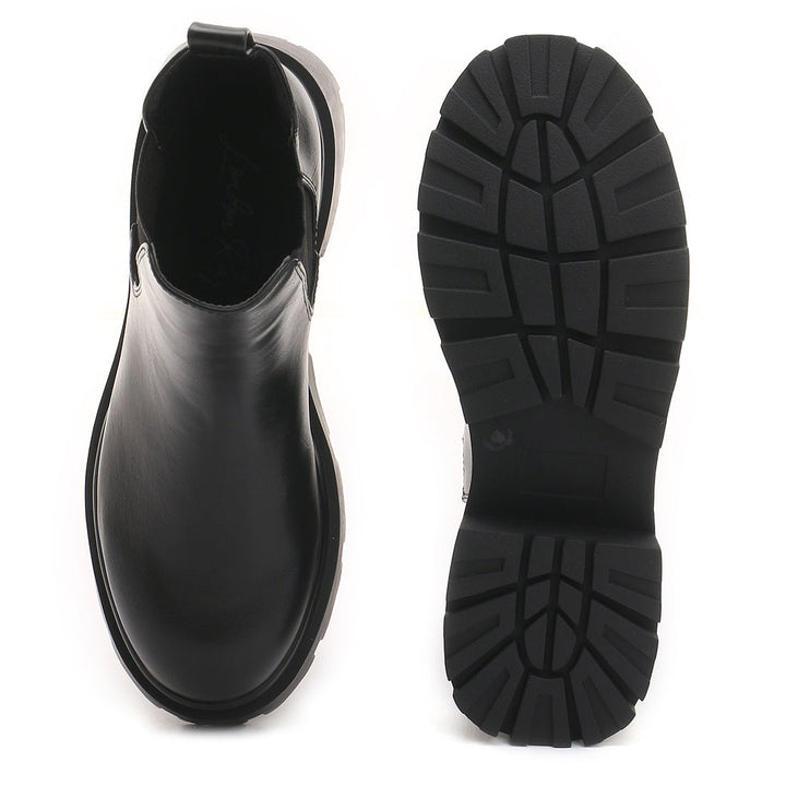 Black Lug Sole Chunky Chelsea Boots