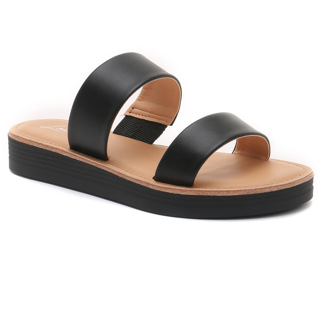 Esme Double Strap Black Platform Sandal