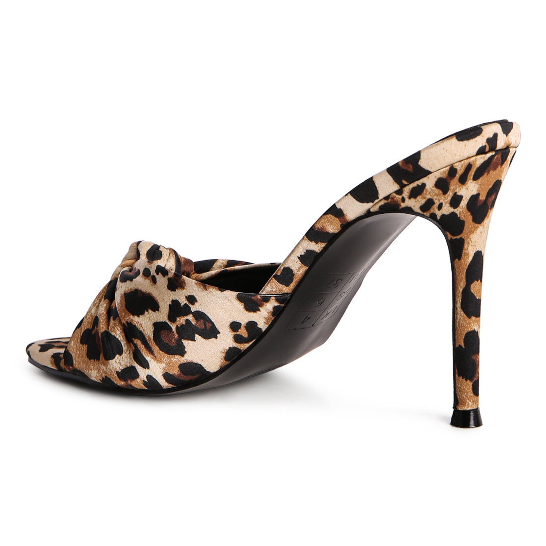 Satin Knot High Heeled Sandal in Leopard Print
