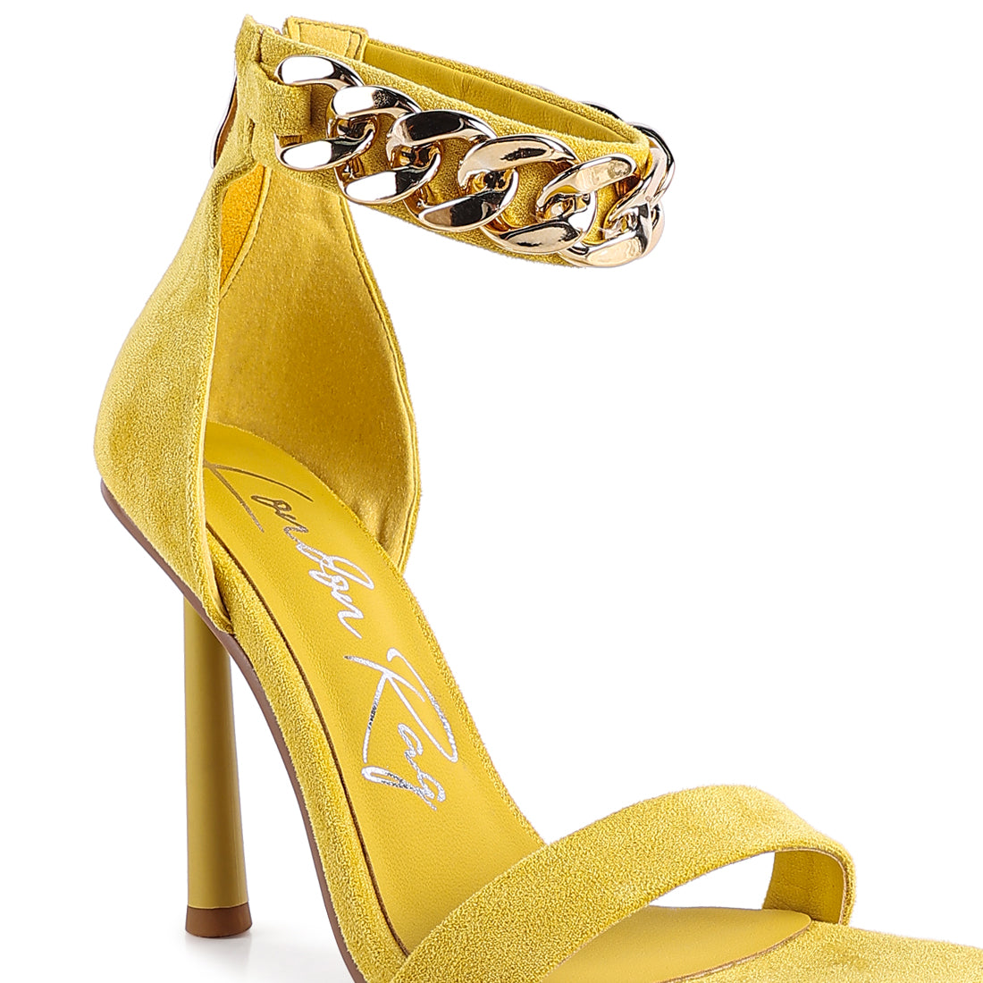 Yellow Heeled Chain Strap Sandal
