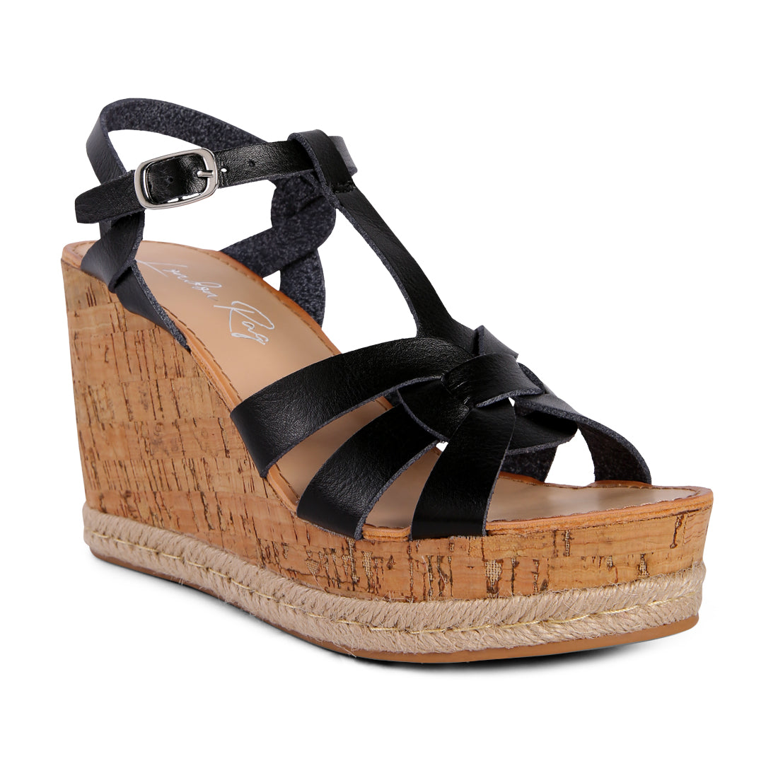 Black Esapdrille Detail Wedge Sandals