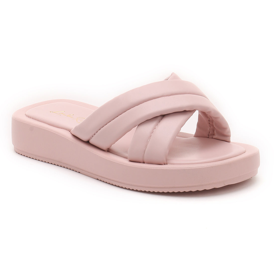 Quilted Pink Flat Slides