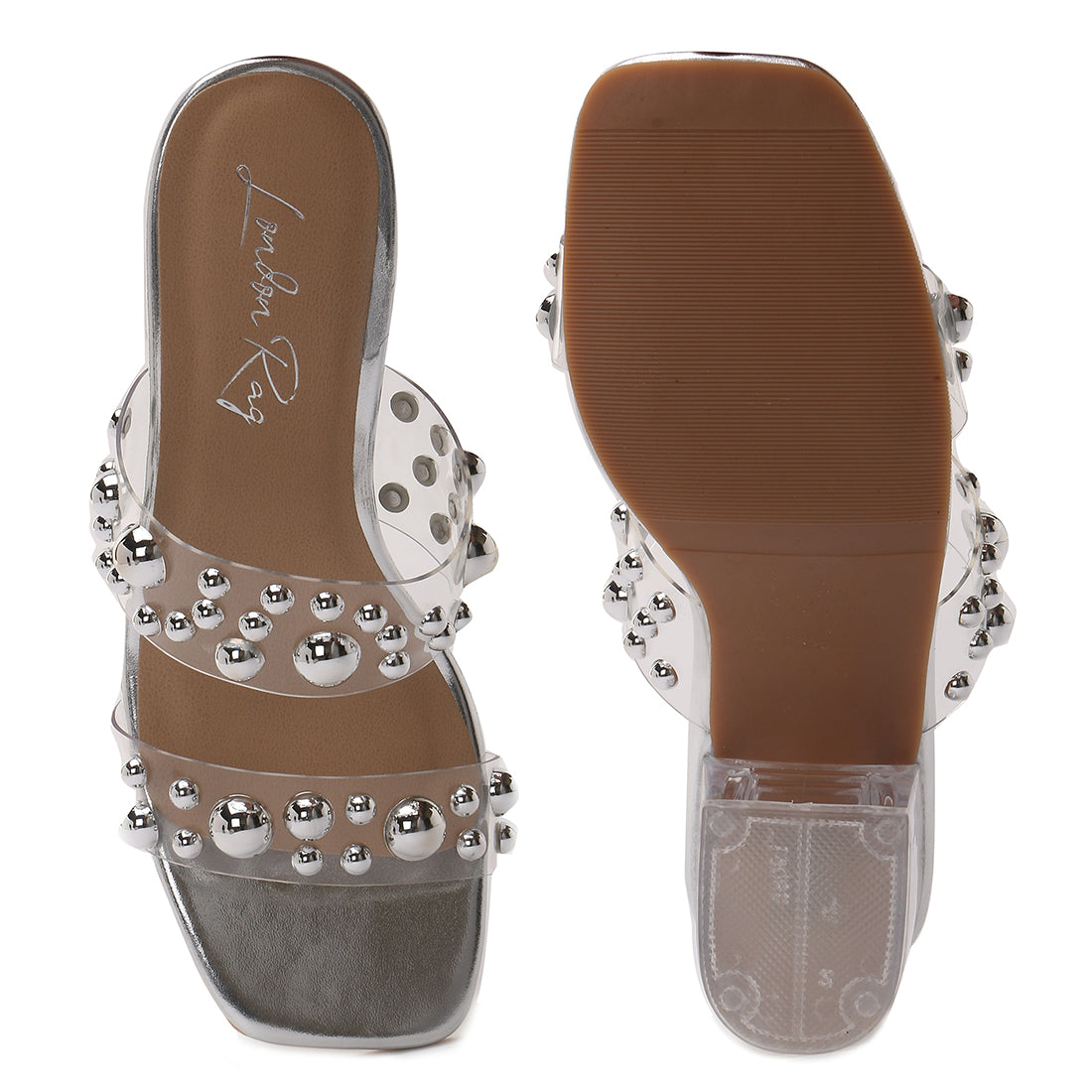 Metal Drops Transparent Slide Sandals