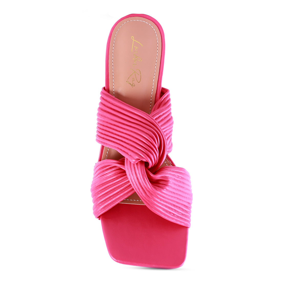 Fuchsia Knot Strap Slide Sandals