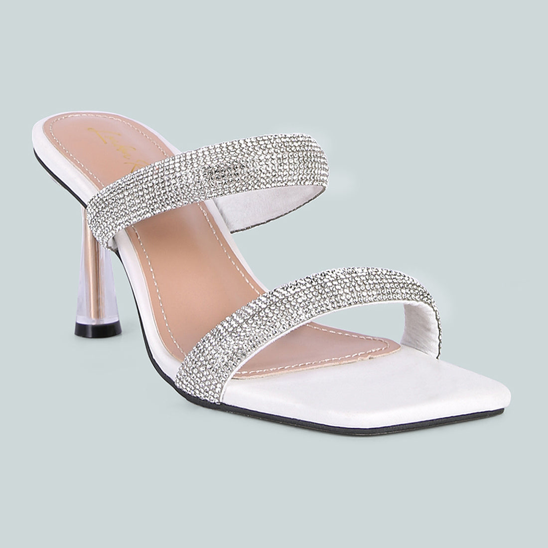 Diamante sandals mid heel best sale