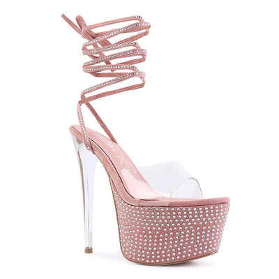 Pink Sugar Mom Strappy Diamante Platform High Heels