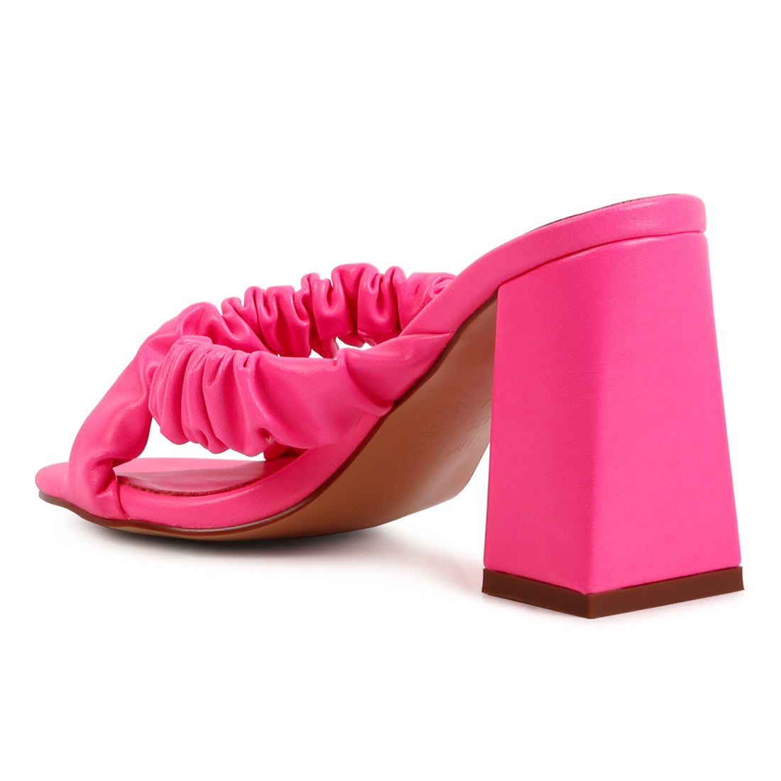 Strap Block Sandals in Neon Pink