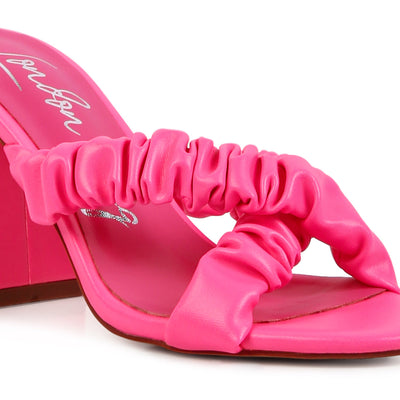 Strap Block Sandals in Neon Pink