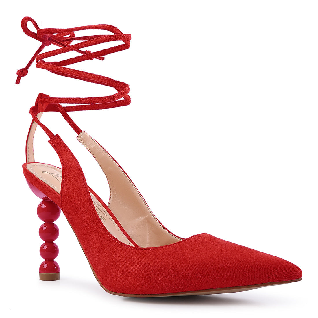 cut out heel laceup sandals#color_red