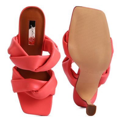 Coral Twisted Strap Spool Heeled Sandals