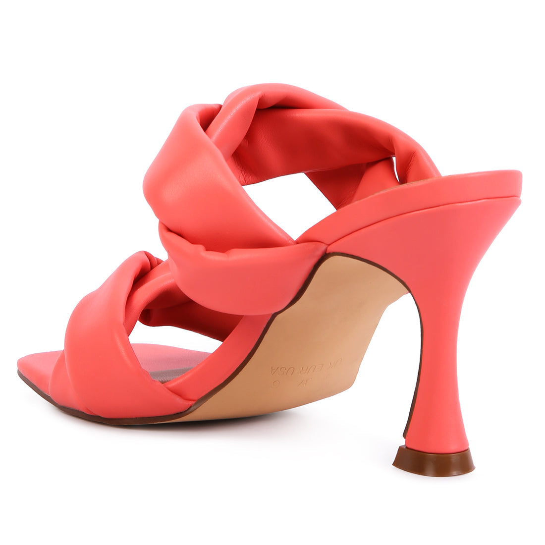 Coral Twisted Strap Spool Heeled Sandals