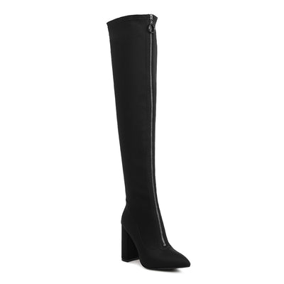 ronettes knee high stretch long boots#color_black