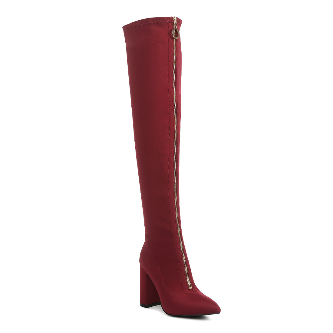 ronettes knee high stretch long boots#color_burgundy
