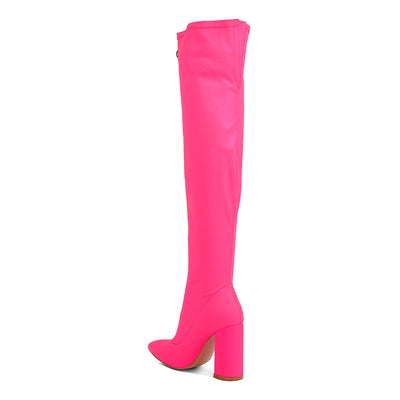 ronettes knee high stretch long boots#color_fuchsia