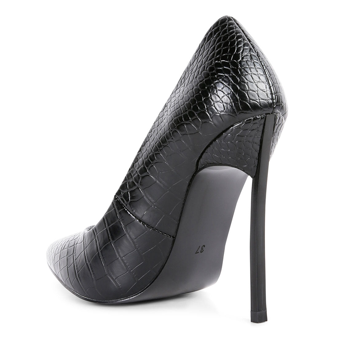 croc patterened high heeled pumps#color_black