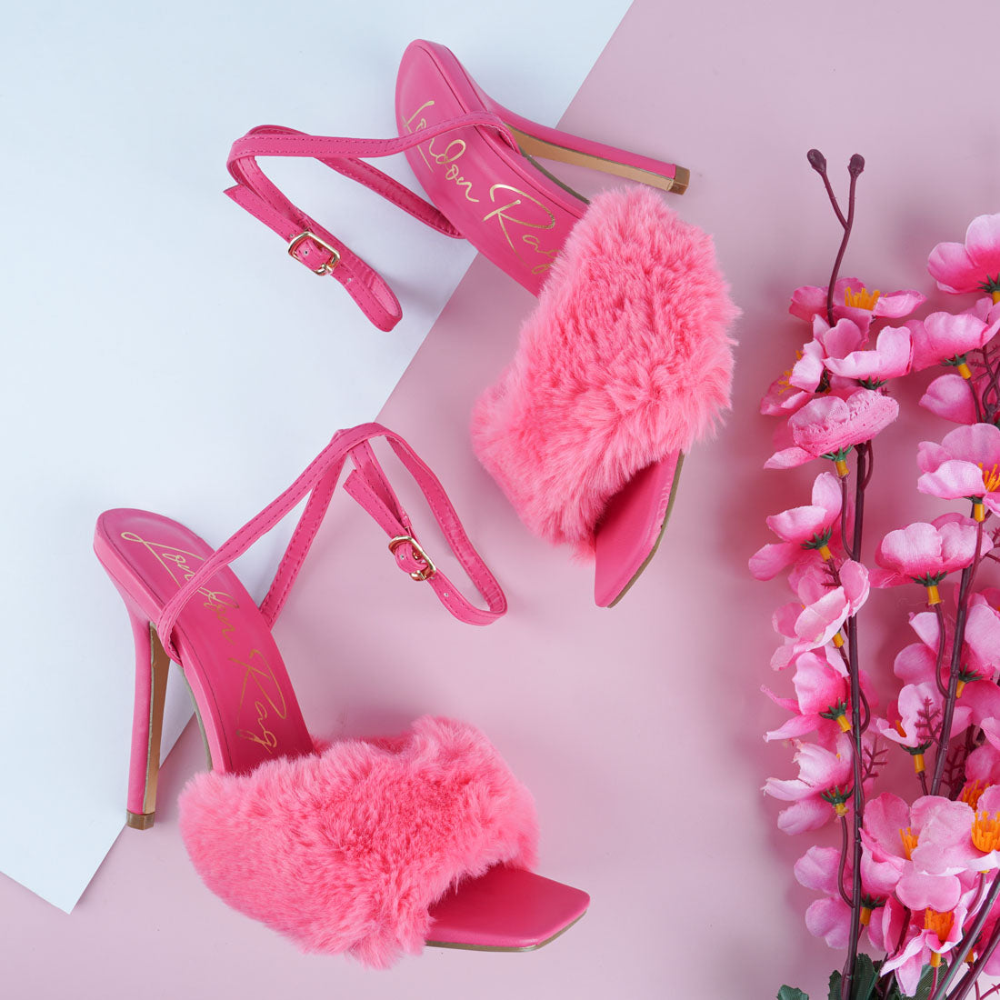 tarantino pin buckle mid heel sandals#color_pink