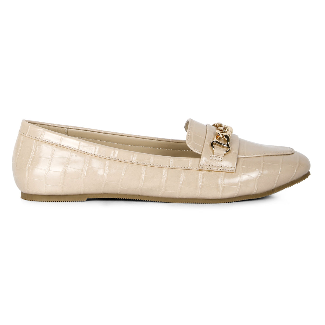 bro zone croc metail chain loafers#color_beige