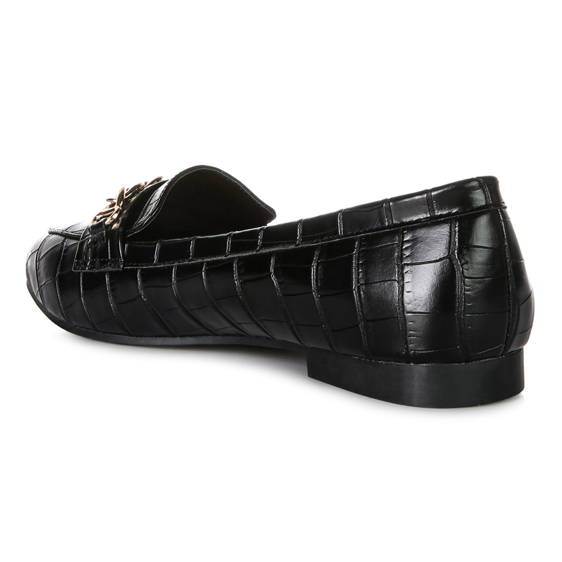 Closed Back Leather Chain Loafers