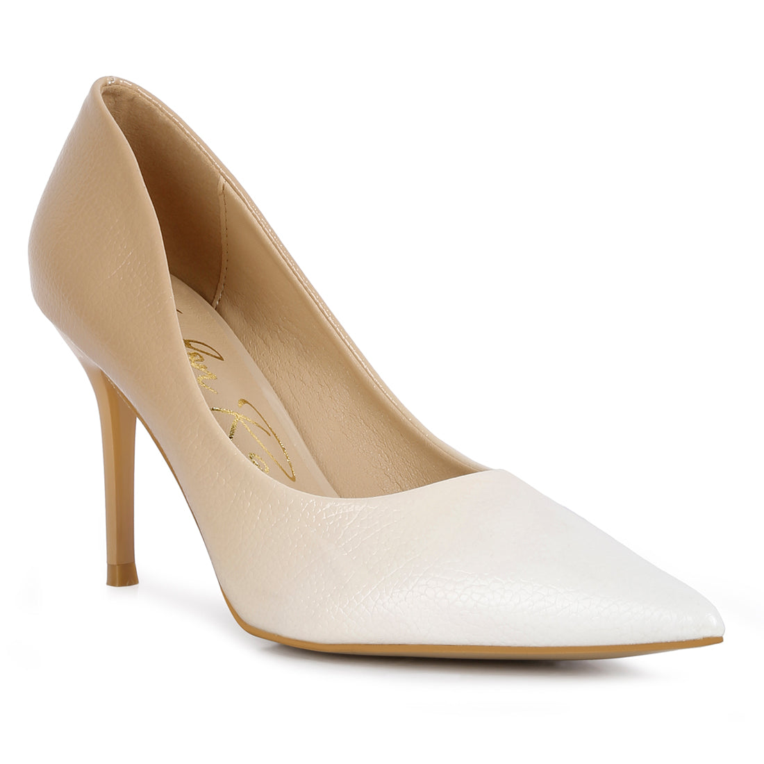 ombre mid heel pumps#color_beige