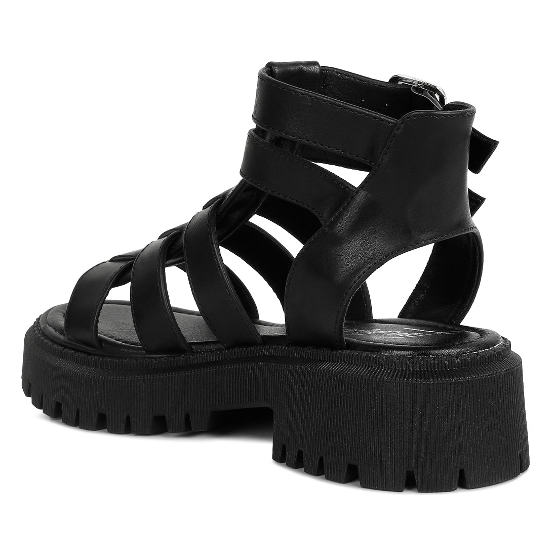 double buckle detail chunky sandals#color_black