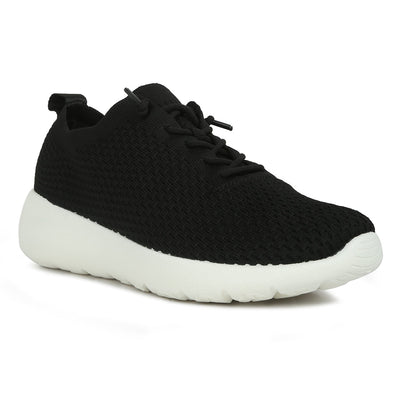 knitted lace up sneakers#color_black